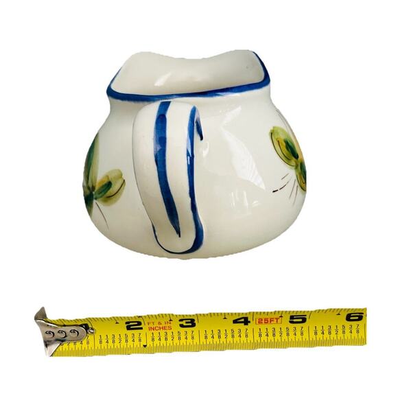 Vintage Hand Painted Pitcher Made In Italy for FTD Blue Flower Vase Farm House - Picture 7 of 10